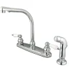 Clearance Water Saving Victorian High Arch Kitchen Faucet with Sprayer and Oak and Porcelain Lever Handles Faucets With Side Spray