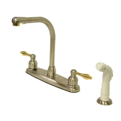 Outlet Water Saving Victorian High Arch Kitchen Faucet with Lever Handles and Sprayer Faucets With Side Spray