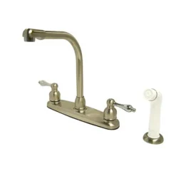 Outlet Water Saving Victorian High Arch Kitchen Faucet with Lever Handles and Sprayer Faucets With Side Spray