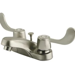 Outlet Water Saving Vista Centerset Lavatory Faucet with Blade Handles and Brass Pop Up 4" Center Set