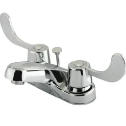Outlet Water Saving Vista Centerset Lavatory Faucet with Blade Handles and Brass Pop Up 4" Center Set
