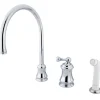 Widespread Single Handle Kitchen Faucet with Non-Metallic Sprayer Widespread Kitchen Faucets|Faucets With Side Spray