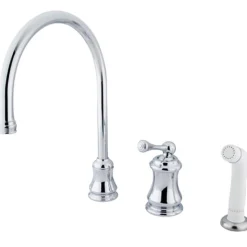 Widespread Single Handle Kitchen Faucet with Non-Metallic Sprayer Widespread Kitchen Faucets|Faucets With Side Spray
