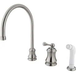 Widespread Single Handle Kitchen Faucet with Non-Metallic Sprayer Widespread Kitchen Faucets|Faucets With Side Spray