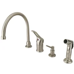 Sale Wyndham Single Loop Handle Kitchen Faucet with Soap Dispenser and Side Sprayer Faucets With Side Spray