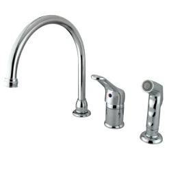 Hot Wyndham Single Loop Handle Kitchen Faucet with Non-Metallic Side Sprayer Widespread Kitchen Faucets|Faucets With Side Spray