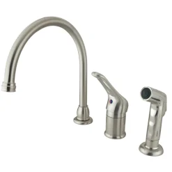 Hot Wyndham Single Loop Handle Kitchen Faucet with Non-Metallic Side Sprayer Widespread Kitchen Faucets|Faucets With Side Spray