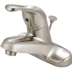 Sale Wyndham Single Handle 4" Centerset Lavatory Faucet with Brass Pop-up in Satin Nickel 4" Center Set