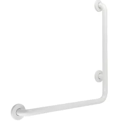 Online 24" x 24" L-Shaped ADA Grab Bar in White Grab Bars
