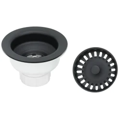 Outlet 3.5″ Kitchen Basket Strainer Drain in Matte Black Sink Drains, Disposer Flanges & Air Gaps