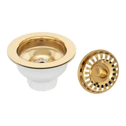 Online 3.5" Kitchen, Prep, Bar Basket Strainer Drain - Polished Brass Sink Drains, Disposer Flanges & Air Gaps
