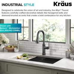 Online Allyn Black Stainless Nut & Bolt Diamond Cut Kitchen Faucet Single Hole