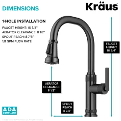 Online Allyn Black Stainless Nut & Bolt Diamond Cut Kitchen Faucet Single Hole