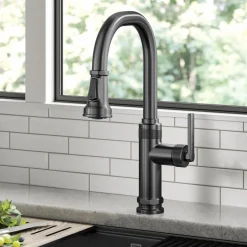 Online Allyn Black Stainless Nut & Bolt Diamond Cut Kitchen Faucet Single Hole