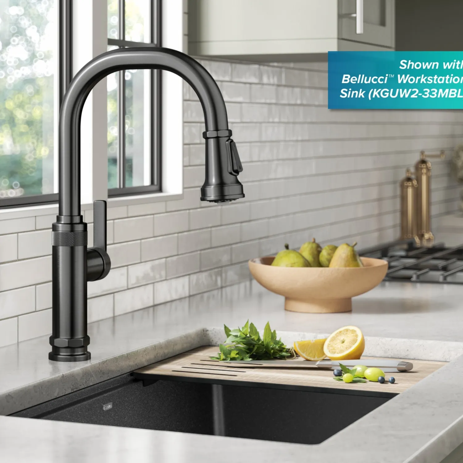 Online Allyn Black Stainless Nut & Bolt Diamond Cut Kitchen Faucet Single Hole