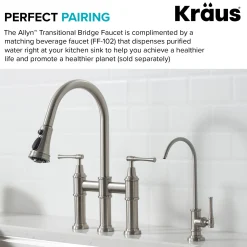 Outlet Allyn Bridge Faucet with Pull-Down Sprayhead in Spot Free Stainless Steel Bridge Faucets