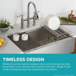 Outlet Allyn Bridge Faucet with Pull-Down Sprayhead in Spot Free Stainless Steel Bridge Faucets
