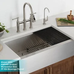 Outlet Allyn Bridge Faucet with Pull-Down Sprayhead in Spot Free Stainless Steel Bridge Faucets