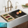 Clearance Allyn Bridge Faucet with Pull-Down Sprayhead in Brushed Gold Bridge Faucets
