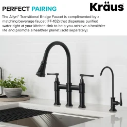 Clearance Allyn Bridge Faucet with Pull-Down Sprayhead in Matte Black Bridge Faucets