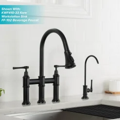 Clearance Allyn Bridge Faucet with Pull-Down Sprayhead in Matte Black Bridge Faucets