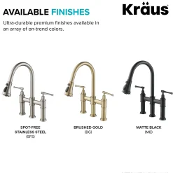 Clearance Allyn Bridge Faucet with Pull-Down Sprayhead in Matte Black Bridge Faucets