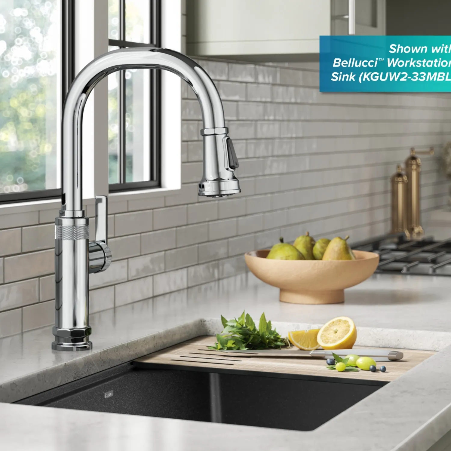 Best Allyn Chrome Nut & Bolt Diamond Cut Kitchen Faucet Single Hole