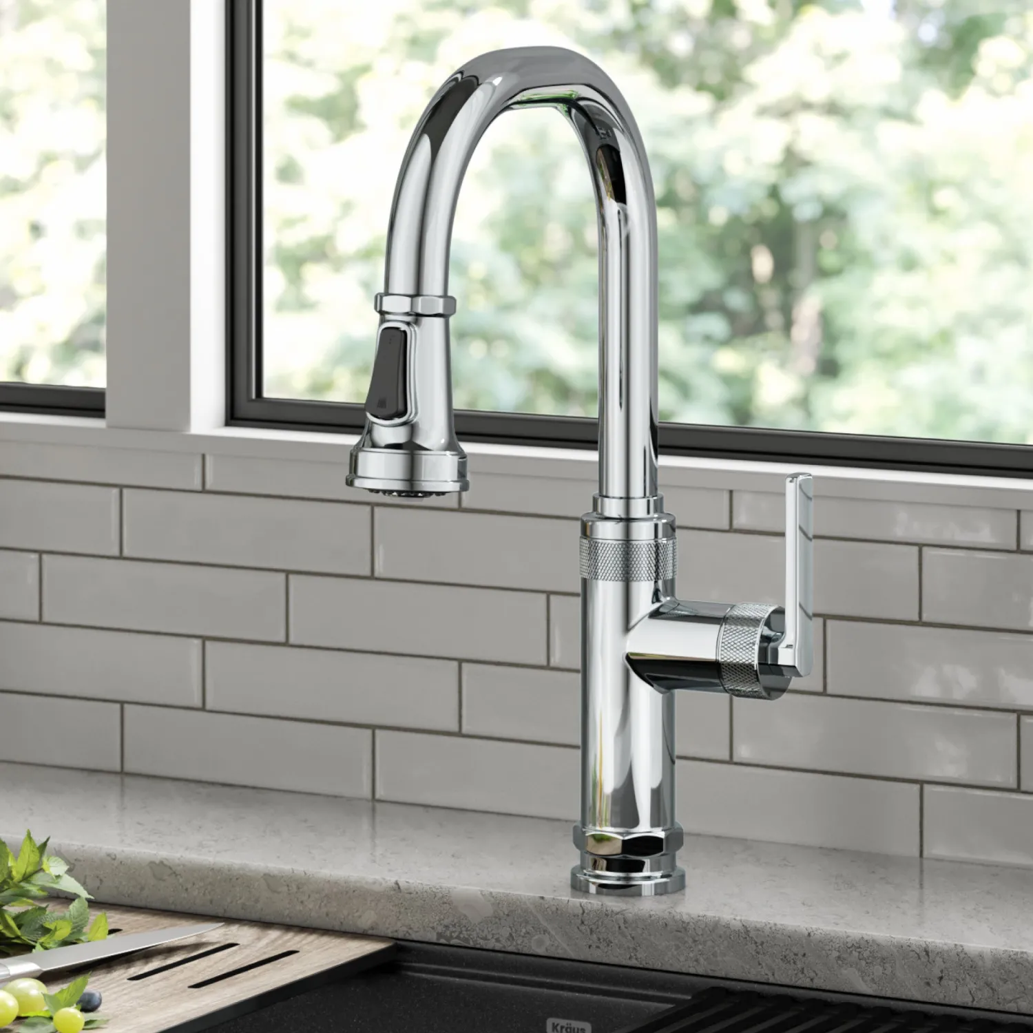 Best Allyn Chrome Nut & Bolt Diamond Cut Kitchen Faucet Single Hole