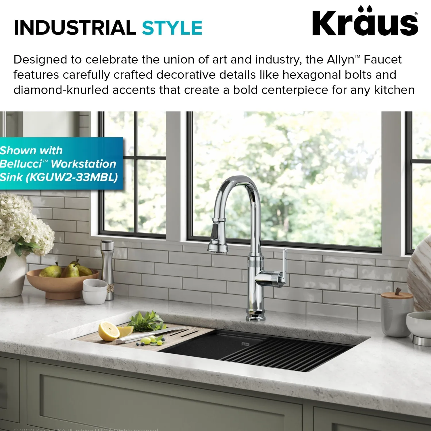 Best Allyn Chrome Nut & Bolt Diamond Cut Kitchen Faucet Single Hole
