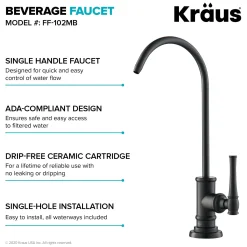 Outlet Allyn Drinking Water Dispenser Kitchen Faucet in Matte Black Single Hole|Water Filter Faucets