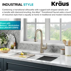 Sale Allyn Industrial Pull-Down Kitchen Faucet in Antique Champagne Bronze Single Hole