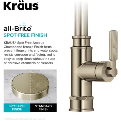 Sale Allyn Industrial Pull-Down Kitchen Faucet in Antique Champagne Bronze Single Hole