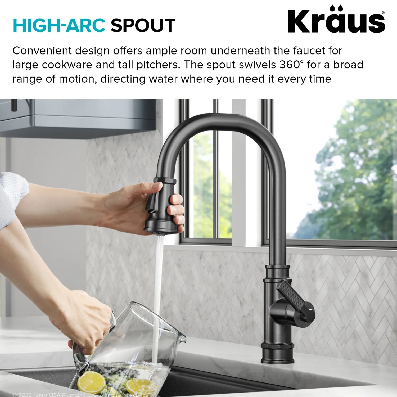 Allyn Industrial Pull-Down Kitchen Faucet in Spot-Free Black Stainless Steel Single Hole