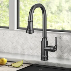 Allyn Industrial Pull-Down Kitchen Faucet in Spot-Free Black Stainless Steel Single Hole