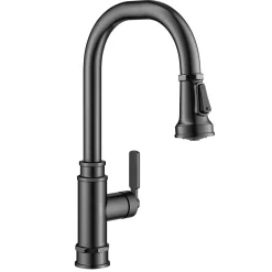 Allyn Industrial Pull-Down Kitchen Faucet in Spot-Free Black Stainless Steel Single Hole
