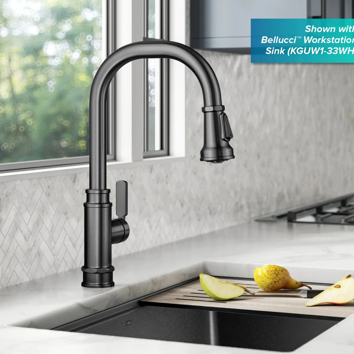 Allyn Industrial Pull-Down Kitchen Faucet in Spot-Free Black Stainless Steel Single Hole
