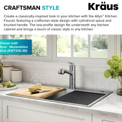 Hot Allyn Industrial Pull-Out Single Handle Kitchen Faucet in Spot-Free Stainless Steel Single Hole