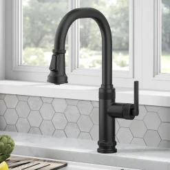 Allyn Matte Black Nut & Bolt Diamond Cut Kitchen Faucet Single Hole