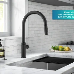 Allyn Matte Black Single Handle Kitchen Faucet with Diamond Cut Single Hole