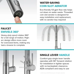 Allyn Matte Black Single Handle Kitchen Faucet with Diamond Cut Single Hole