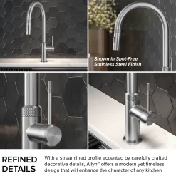Allyn Matte Black Single Handle Kitchen Faucet with Diamond Cut Single Hole