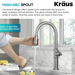 Allyn Nut & Bolt Diamond Cut Brushed Gold Kitchen Faucet Single Hole