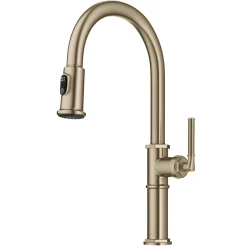 Allyn Nut & Bolt Diamond Cut Brushed Gold Kitchen Faucet Single Hole