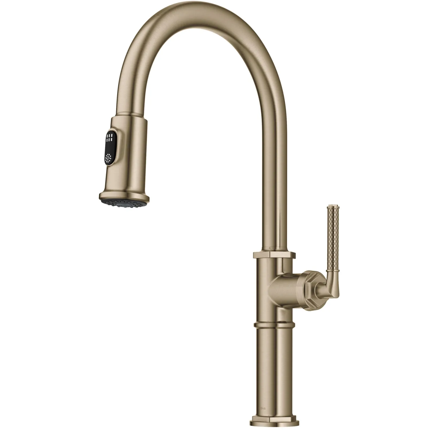 Allyn Nut & Bolt Diamond Cut Brushed Gold Kitchen Faucet Single Hole