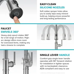 Allyn Nut & Bolt Diamond Cut Brushed Gold Kitchen Faucet Single Hole