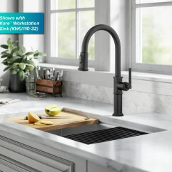 New Allyn Nut & Bolt Diamond Cut Matte Black Kitchen Faucet Single Hole