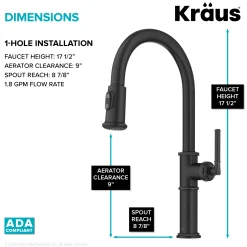 New Allyn Nut & Bolt Diamond Cut Matte Black Kitchen Faucet Single Hole