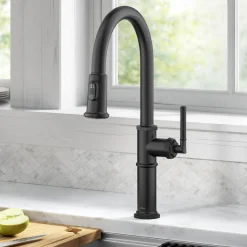 New Allyn Nut & Bolt Diamond Cut Matte Black Kitchen Faucet Single Hole