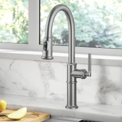 Allyn Nut & Bolt Diamond Cut Spot Free Stainless Kitchen Faucet Single Hole