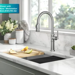 Allyn Nut & Bolt Diamond Cut Spot Free Stainless Kitchen Faucet Single Hole